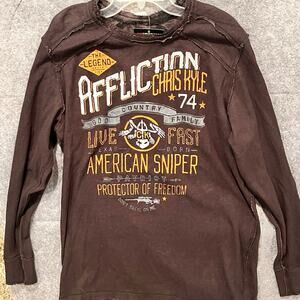 Affliction Reversible CHRIS K. Thermal Long Sleeve Waffle‎ Knit Shirt Mens XXL